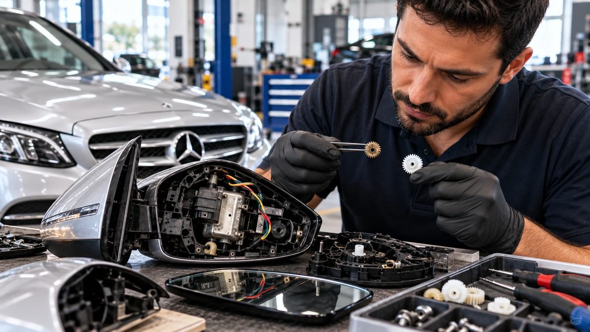 Mercedes W205 Katlanır Ayna Dişli Tamiri: C-Serisi Ayna Ses ve Takılma Çözümü